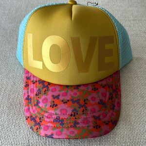 Trucker hat, “LOVE”. NWT, never worn, adjustable women’s baseball hat.